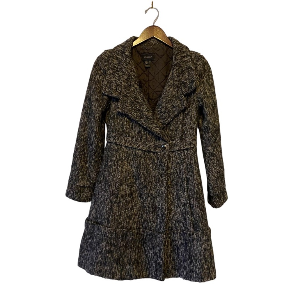 MANGO SUIT Wool Coat - Quilted Lining - fall winter steampunk peacoat